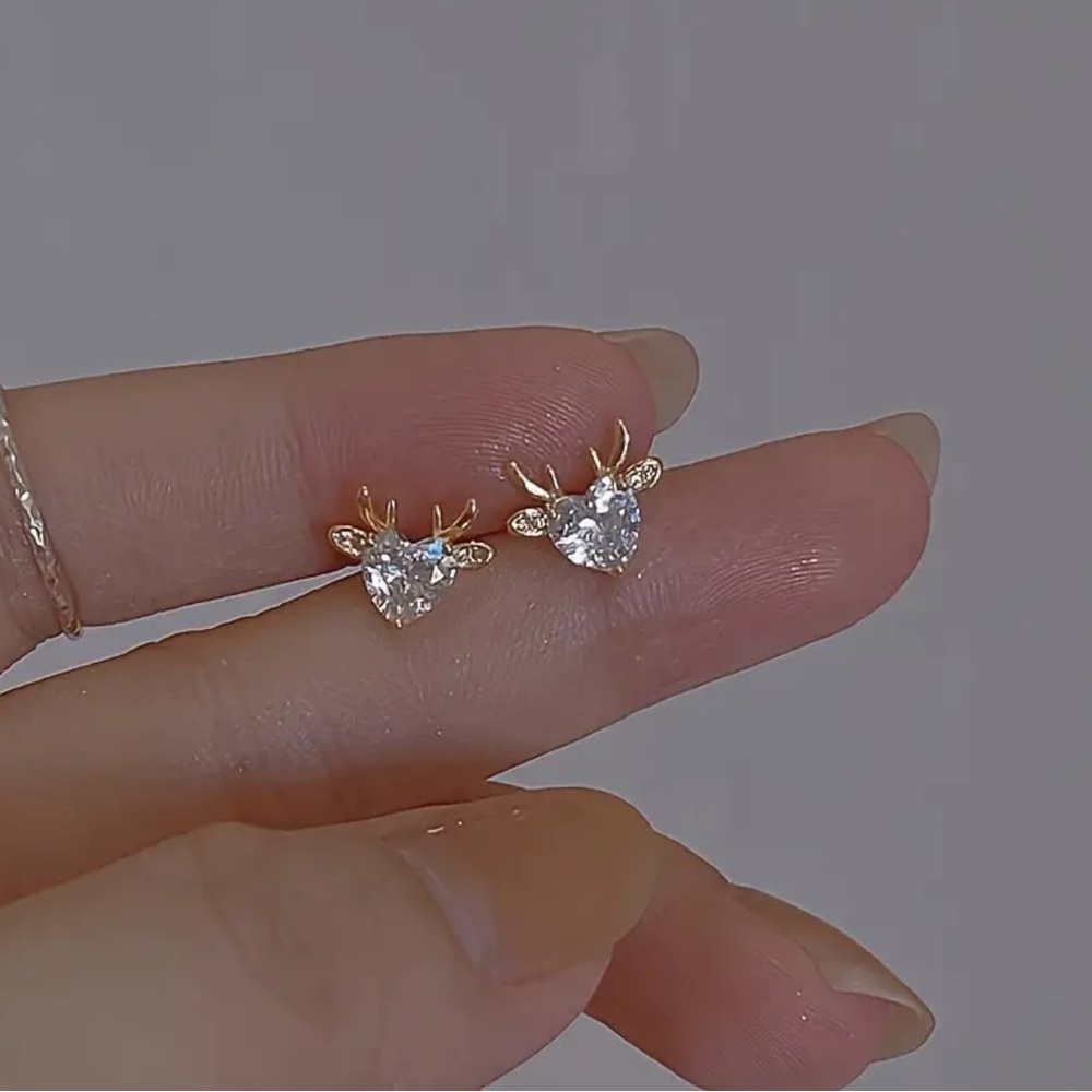 925 Silver Reindeer Earrings, Reindeer Stud Earrings